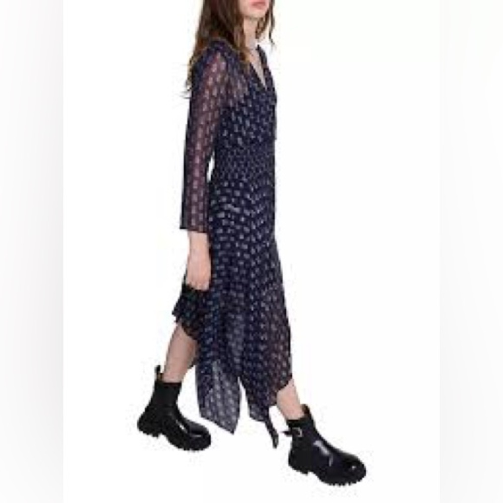 Maje Blue Sheath Long Sleeve Cocktail Dress New without tag